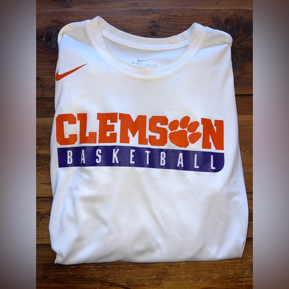 Clemson Tigers Mens Basketball Orange Dri Fit Nike Long Sleeve Shirt Size Large